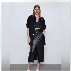 VTG Black Oversized 100%Real Suede Shacket Button Jacket Barn Coat